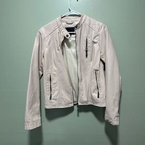 Miss London Cream Faux Leather Jacket